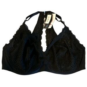Plus Size Curvy Couture Lace Keyhole Back Black Bra SIZE 42DDD NWT #1144